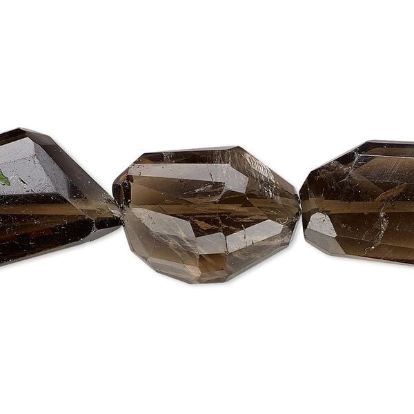Smoky quartz 1pkg1, hand-faceted flat nugget bead 6 inch medium image number 0