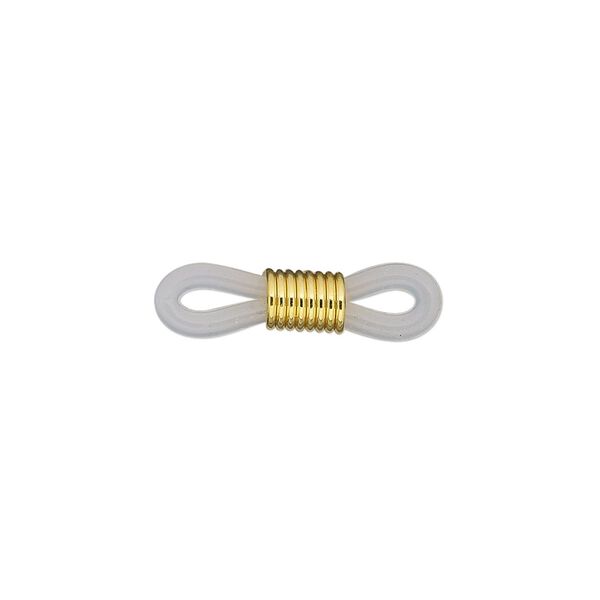 Eyeglass holder, rubber and gold-finished brass, clear, 20x5mm-26x5mm with adjustable coil. Sold per pkg of 10. image number 0