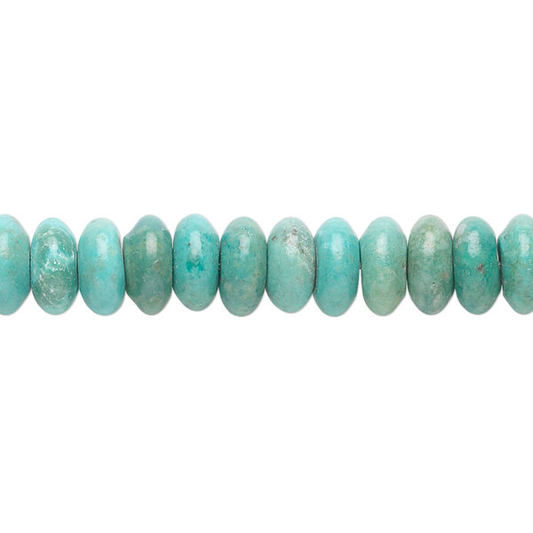 Bead, turquoise (dyed / stabilized), 8x4mm rondelle, B grade, Mohs hardness 5 to 6. Sold per 15" to 16" strand. image number 0