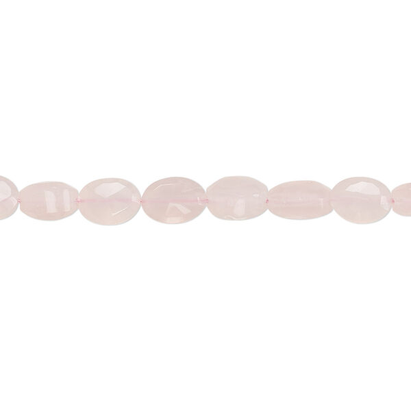 Bead, chalcedony (dyed), pink, 6x4mm-7x5mm hand-cut faceted flat oval, B grade, Mohs hardness 6-1/2 to 7. Sold per 8-inch strand. image number 0