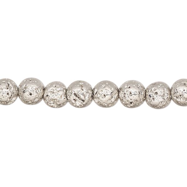 Lava rock 1pkg1, electrocoated round bead 15.5-16 inch 6-7mm image number 0