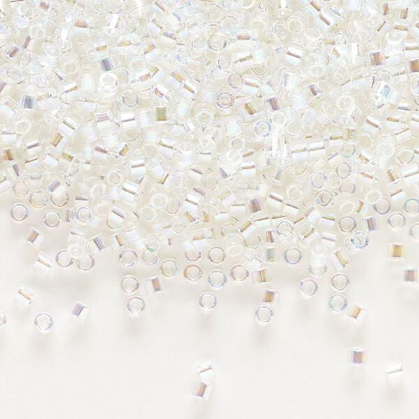 Seed bead, Delica®, glass, pkg/250g, #10 round, translucent rainbow crystal clear (DBM-0051). image number 0