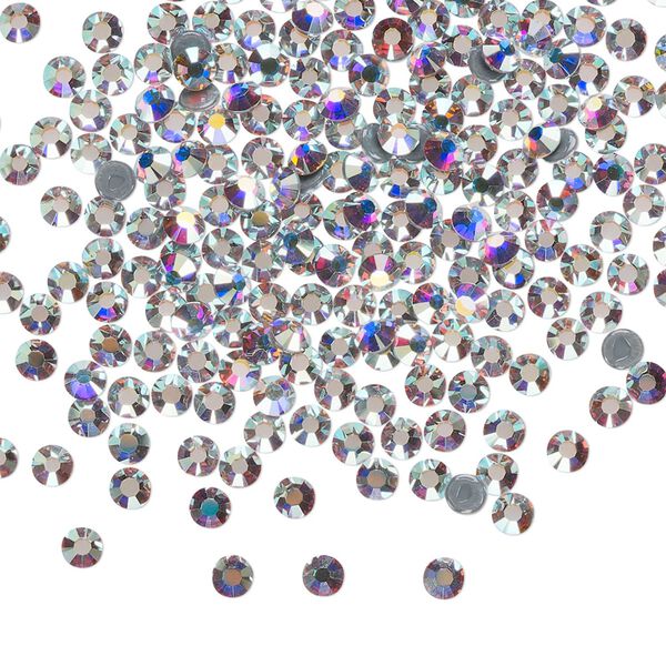 Flat back, Dance With Me™ crystal hotfix rhinestone, crystal AB, foil back, 2.7-2.9mm rose, SS10. Sold per pkg of 1,440 (10 gross). image number 0