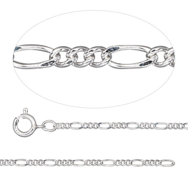 Chain, sterling silver, 1.6mm fine figaro, 20 inches. Sold individually. image number 0