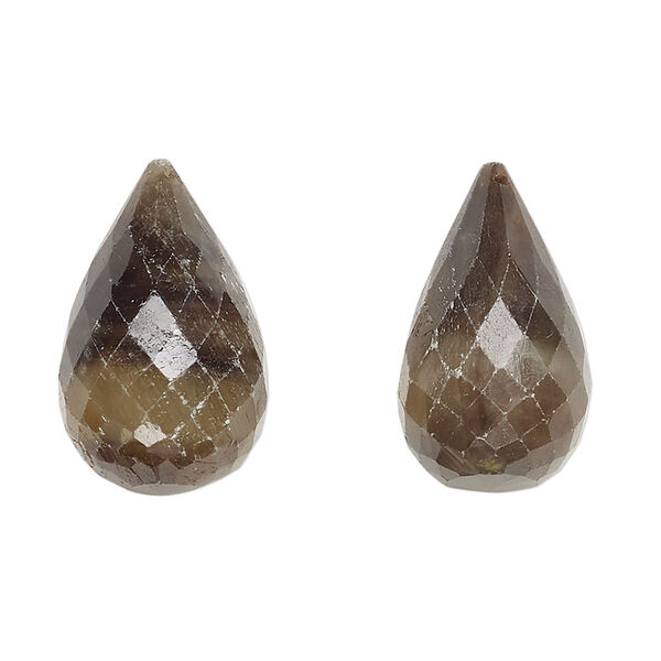 Bead, golden sheen sapphire (natural), 21x12mm-26x12mm hand-cut faceted teardrop, B- grade, Mohs hardness 9. Sold per pkg of 2. image number 0