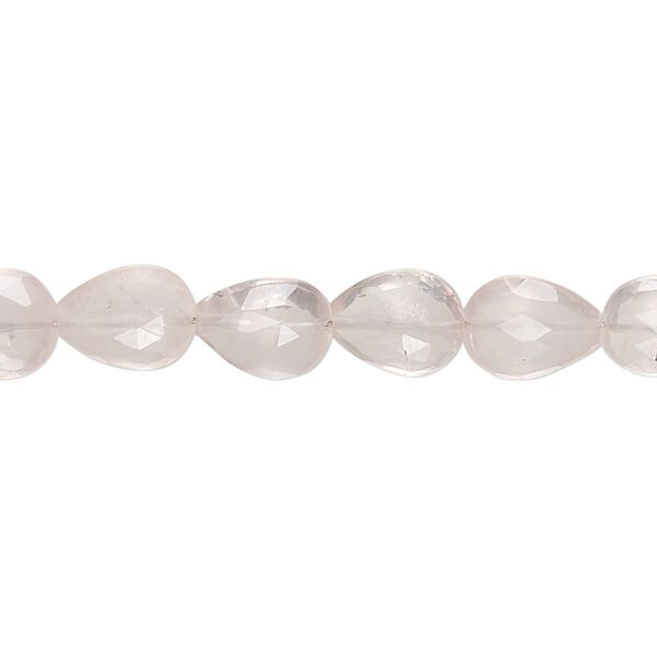 Rose quartz 1pkg1, hand-cut faceted puffed teardrop bead natural 7 inch 8x7mm-11x8mm image number 0