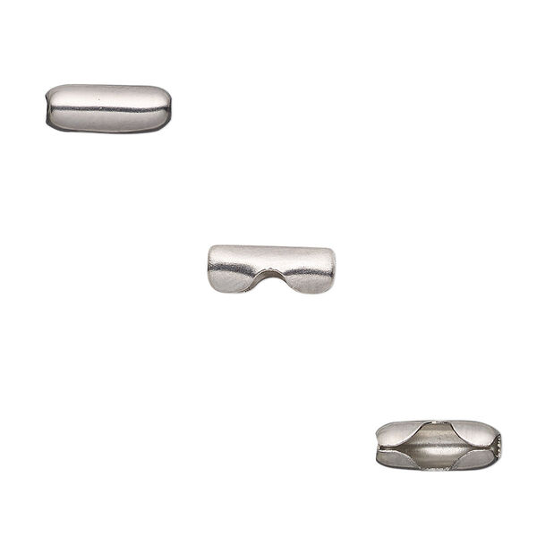Ball chain connector, stainless steel, 10x4mm, fits 3.2mm ball chain. Sold per pkg of 100. image number 0