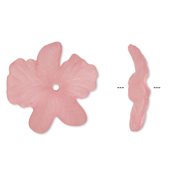 Component, acrylic, frosted pink, 23x5mm flower. Sold per pkg of 100. image number 0