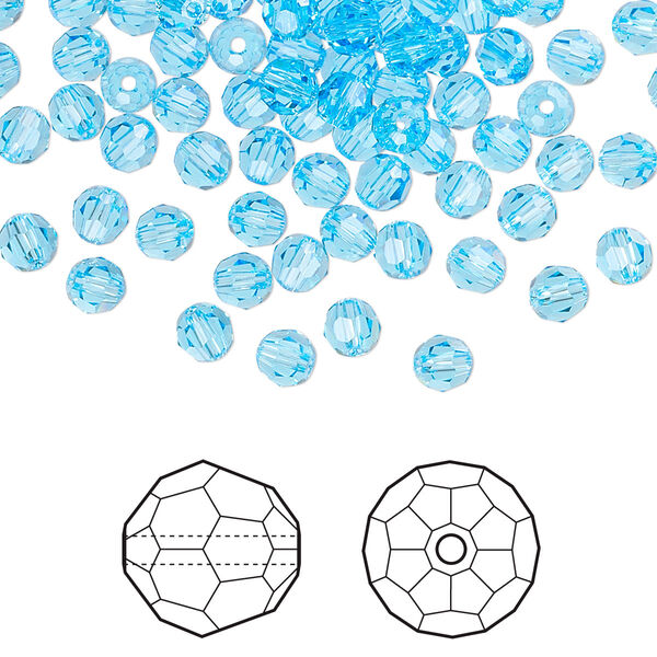 Bead 144pk aquamarine, Crystal Passions® 4mm round 5000 image number 0
