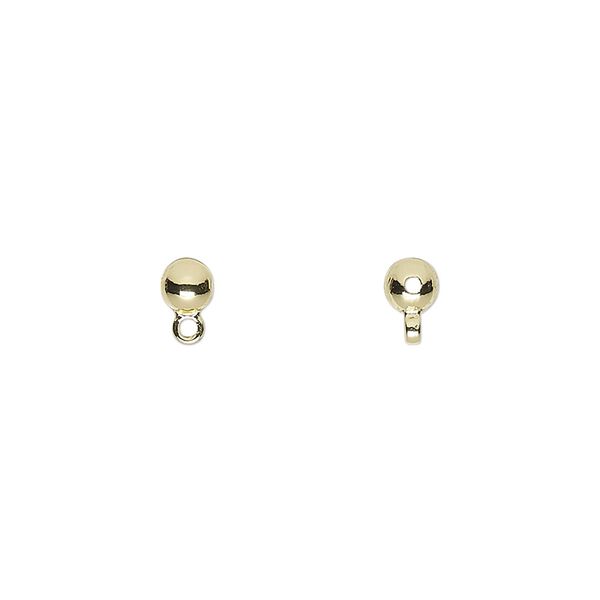 Bead, gold-finished "pewter" (zinc-based alloy), 4mm round with closed loop. Sold per pkg of 100. image number 0