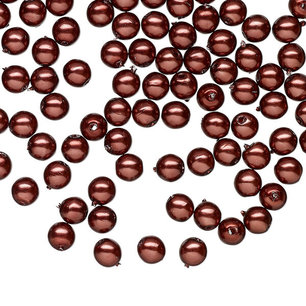 Bead druk Czech pearl-coated glass 100pk 4mm round, opaque wine image number 0