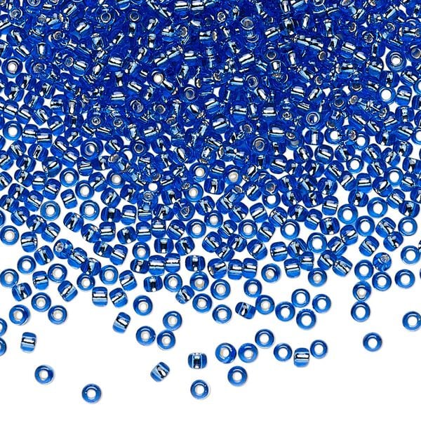 Seed bead, TOHO BEADS®, glass, pkg/50g, #11 round, transparent silver-lined sapphire (TR-11-35). image number 0