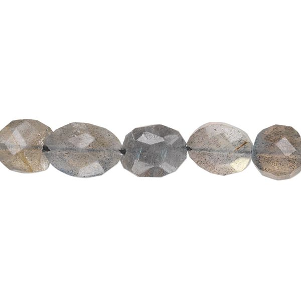 Labradorite 1pkg1, hand-cut faceted puffed oval bead natural 13 inch 8x6mm-13x8mm image number 0