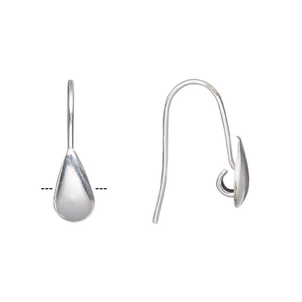 Ear wire fishhook 1pkg10 silver-plated, 20mm / 9x5mm teardrop / hidden open loop, 22 gauge brass 5 pair image number 0