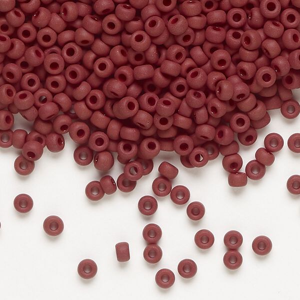 Seed bead, Miyuki, glass, pkg/250g, #8 rocaille, opaque matte currant, (RR-419F). image number 0