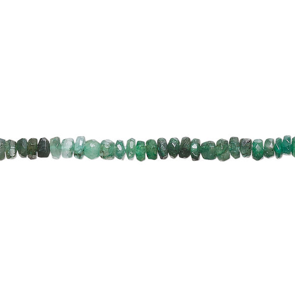 Emerald 1pkg1, hand-cut faceted rondelle bead 13 inch 3x1mm-3x2mm image number 0