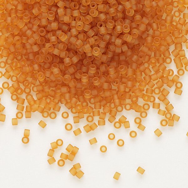 Seed bead, Delica®, glass, pkg/7.5g, #11 round, translucent matte marigold (DB-1261). image number 0