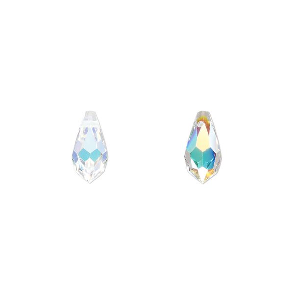 Briolette 12pk crystal AB, Preciosa Czech crystal 11x5.5mm pendant drop image number 0