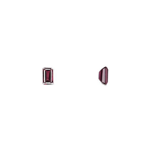 Rhodolite garnet 1pkg1, hand-cut faceted emerald-cut gem natural A grade, 5x3mm image number 0