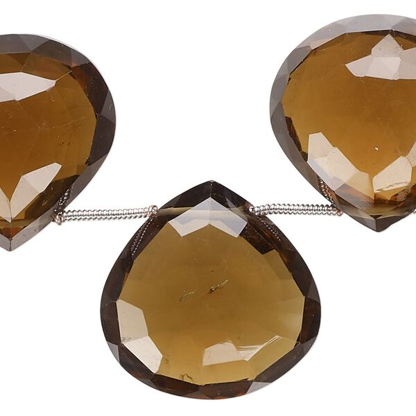 Golden quartz 1pkg11, hand-cut top-drilled faceted puffed teardrop bead 21x21mm-24x23mm image number 0