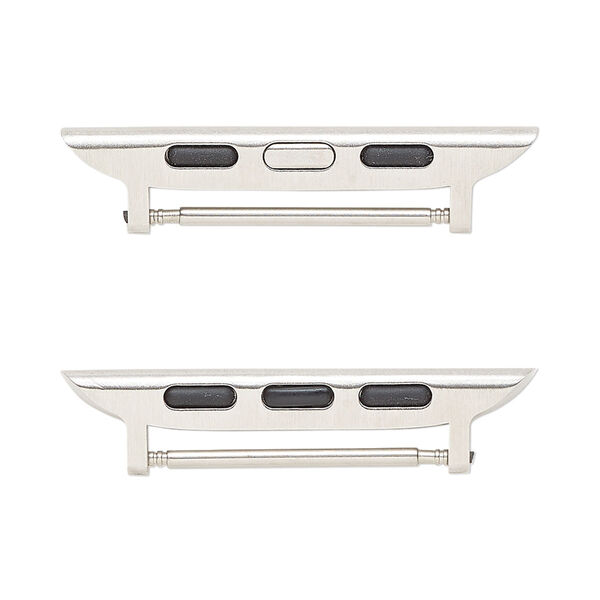 Watch component, imitation rhodium-finished stainless steel, 35x8mm with 22mm bar. Sold per pkg of 2. image number 0