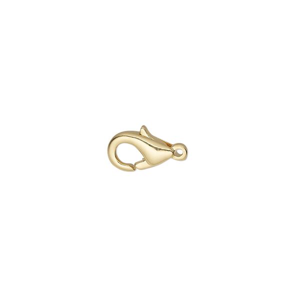 Clasp, lobster claw, gold-plated brass, 10x6mm. Sold per pkg of 500. image number 0