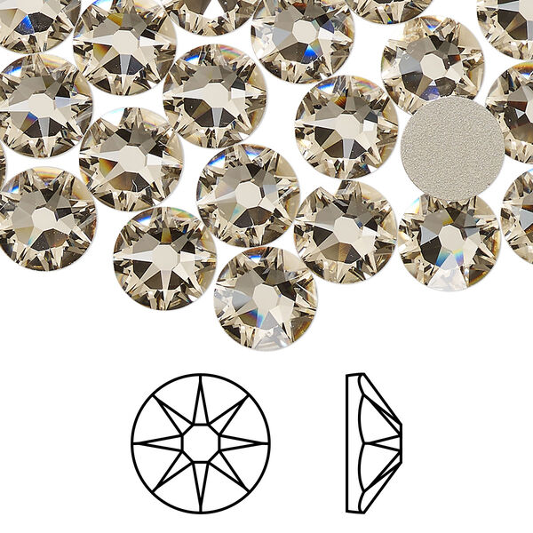 Flat back 144pk light silk foil back, Swarovski® 8.412-8.672mm rose round SS40 2088 image number 0