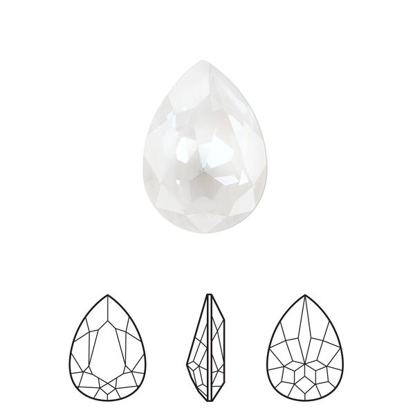 Fancy stone 48pk crystal electric white ignite LacquerPRO, Swarovski® 18x13mm pear 4320 image number 0