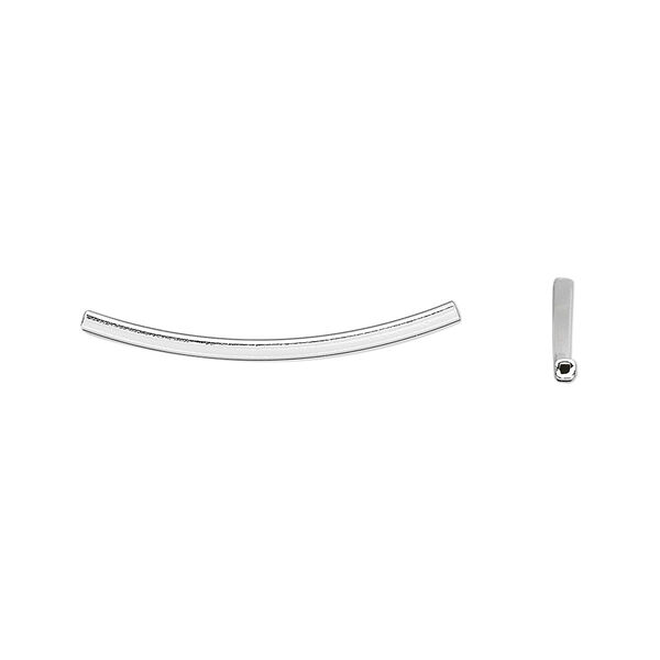 Bead, sterling silver, 25x1.5mm curved square tube. Sold per pkg of 10. image number 0