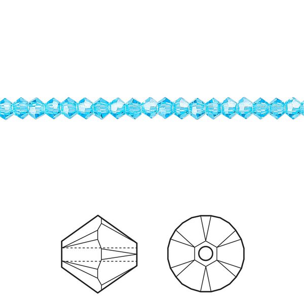 Bead 48pk aquamarine, Crystal Passions® 3mm bicone 5328 image number 0