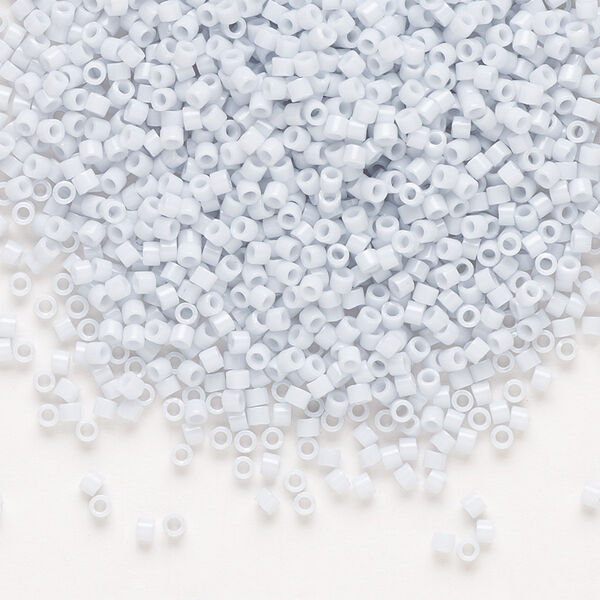 Seed bead, Delica®, glass, pkg/7.5g, #11 round, opaque glazed luster light grey (DB-0209). image number 0