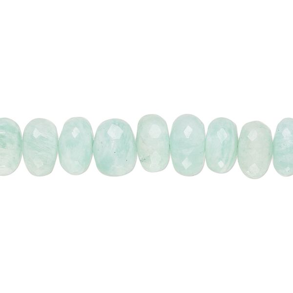 Amazonite 1pkg1, hand-cut faceted rondelle bead natural 14 inch 9x4mm-10x7mm image number 0