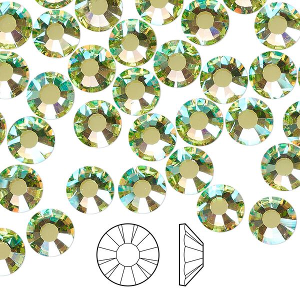 Flat back 144pk limecicle AB foil back, Preciosa MAXIMA Czech crystal rhinestone 7.069-7.272mm chaton rose round SS34 image number 0
