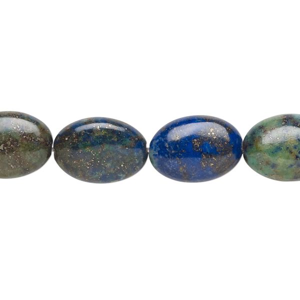 Chrysocolla 1pkg1, flat oval bead 15.5-16 inch 14x10mm image number 0