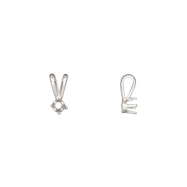 Pendant, Sure-Set™, sterling silver, 3mm pre-notched 4-prong round setting. Sold individually. image number 0