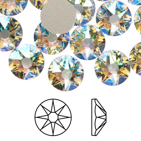 Flat back 96pk crystal shimmer foil back, Swarovski® 10.912-11.304mm rose round SS48 2088 image number 0