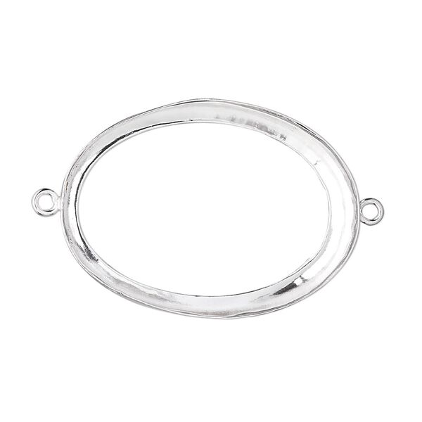 Link, fine silver, 31x23mm open-back oval with 30x22mm oval bezel cup setting. Sold individually. image number 0