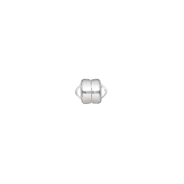 Clasp, magnetic, sterling silver, 6x5mm round, standard strength. Sold per pkg of 12. image number 0