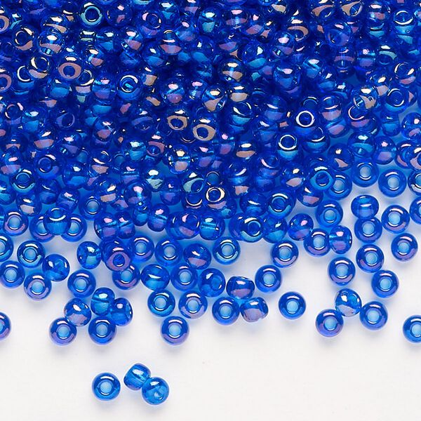 Seed bead, Preciosa Ornela Czech glass, pkg/50g, #8 rocaille, translucent rainbow sapphire blue, (61300). image number 0