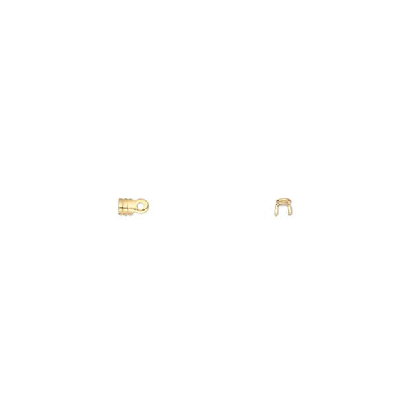 Cord end, fold-over, gold-plated brass, 3x1.5mm tube, 1mm inside diameter. Sold per pkg of 100. image number 0