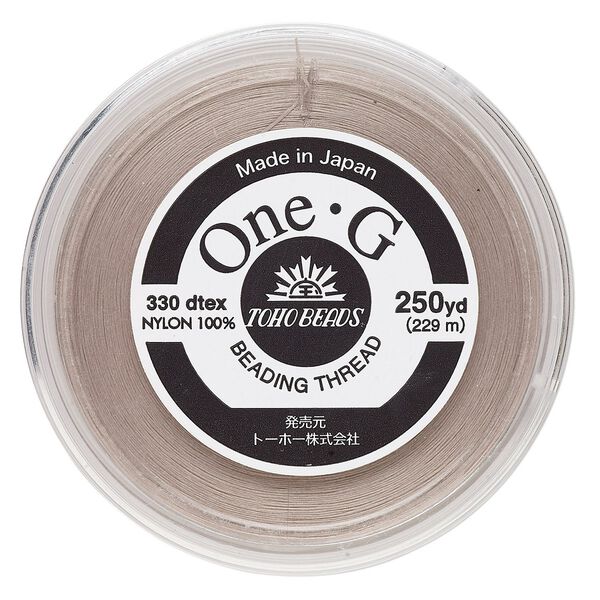 Thread, TOHO BEADS®, One-G™, nylon, beige, size 0. Sold per 250-yard spool. image number 0
