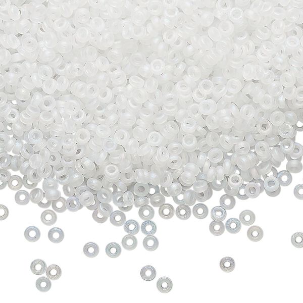 Seed bead, Miyuki, glass, pkg/250g, 2.2x1mm spacer rondelle, translucent matte clear, (SPR2.2-131FR). image number 0