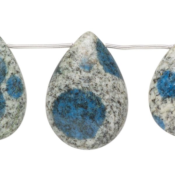 K2 "jasper" 1pkg5, hand-cut top-drilled flat teardrop bead natural graduated 23x17mm-30x21mm image number 0