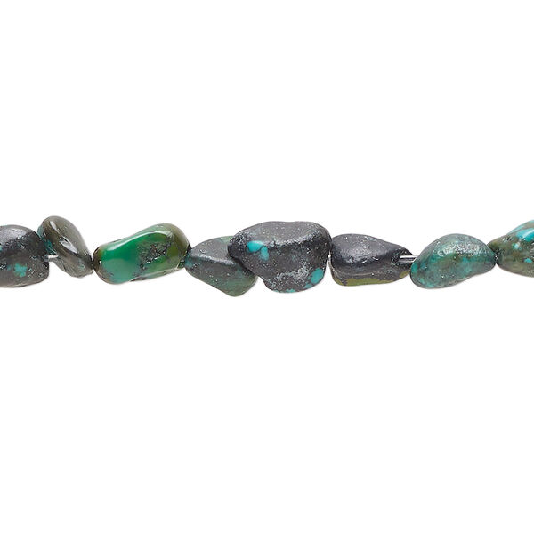Turquoise 1pkg1, flat nugget bead 15 inch mini image number 0