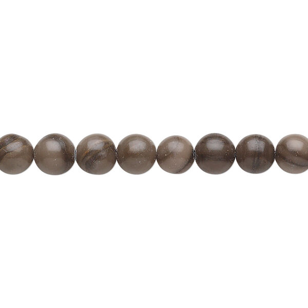 Wood grain stone (marble) 1pkg1, round bead natural 15.5-16 inch 6mm image number 0
