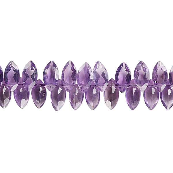 Amethyst 1pkg1, hand-cut top-drilled faceted marquise bead natural 8 inch 8x4mm image number 0
