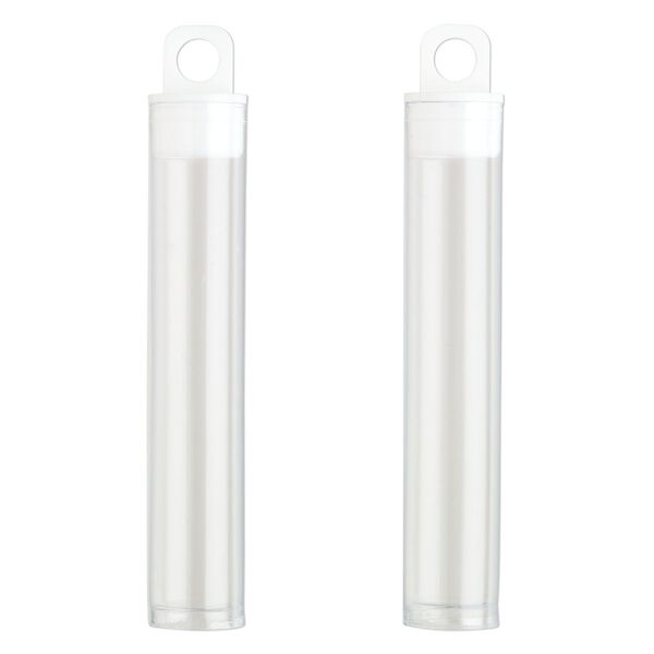 Vial, plastic, clear and white, 3 x 9/16 inch cylinder with hang tab. Sold per pkg of 100. image number 1