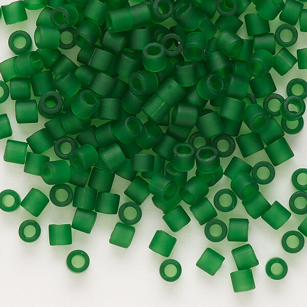 Seed bead, Delica®, glass, pkg/250g, #8 round, translucent matte green (DBL-0746). image number 0