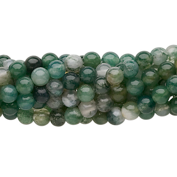Moss agate 1pkg10, round bead natural C grade, 15.5-16 inch 4mm image number 0