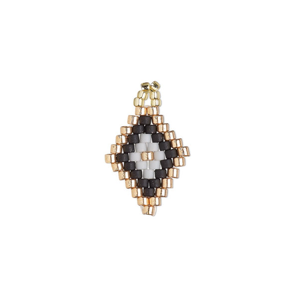 Drop, Creative Touch, glass, grey / copper / black, 17x13mm double-sided diamond. Sold individually. image number 0